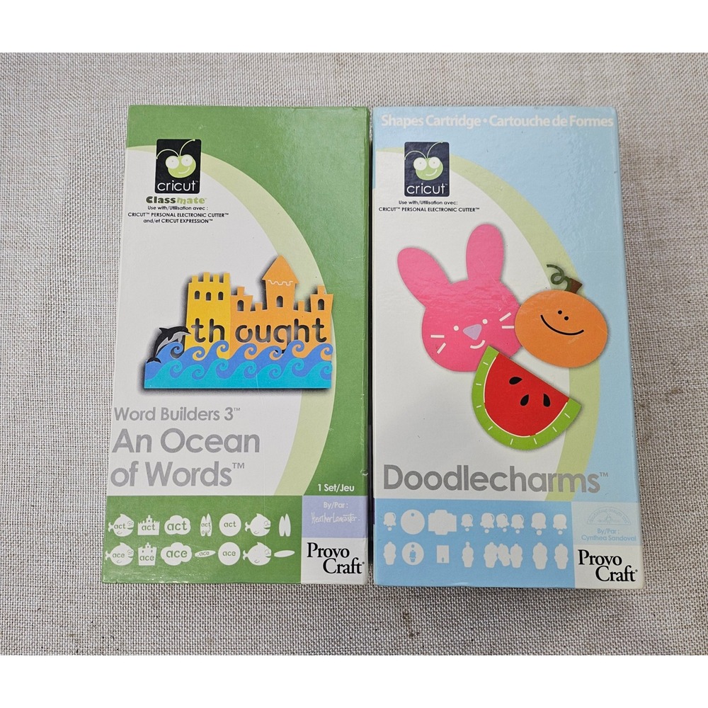 Cricut Cartridge Lot Doodlecharms & Word Builders 3 An Ocean of Words Bundle OS